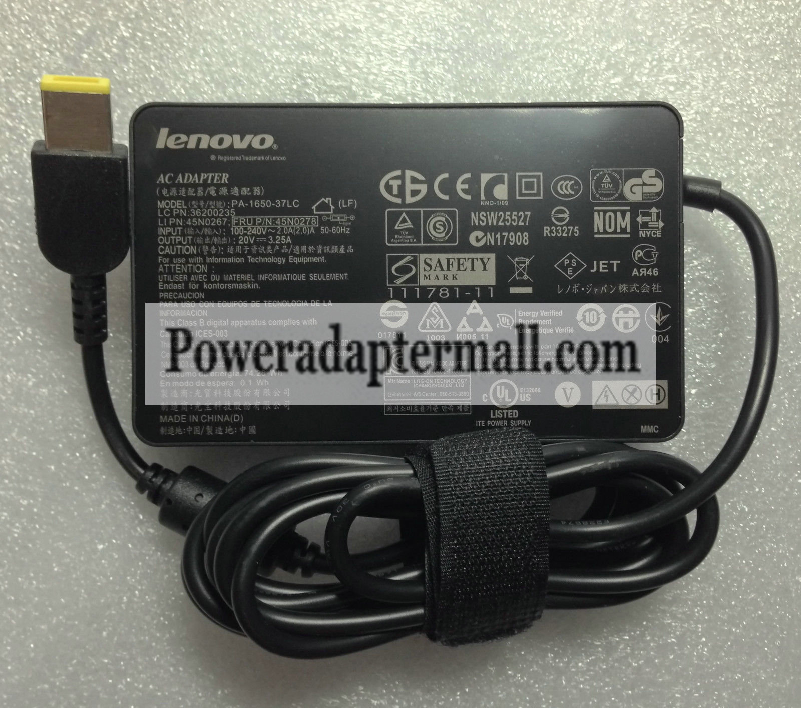 20V 3.25A Lenovo ADP-65XB A 36200124 0A36271 AC Power Adapter - Click Image to Close